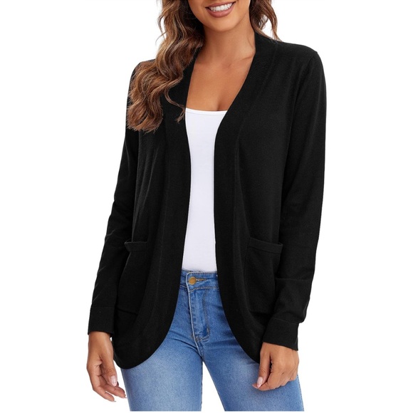 Urban CoCo Long Sleeve Knit Cardigans With Curved Hem in Black - Size XL NWT - Picture 2 of 7